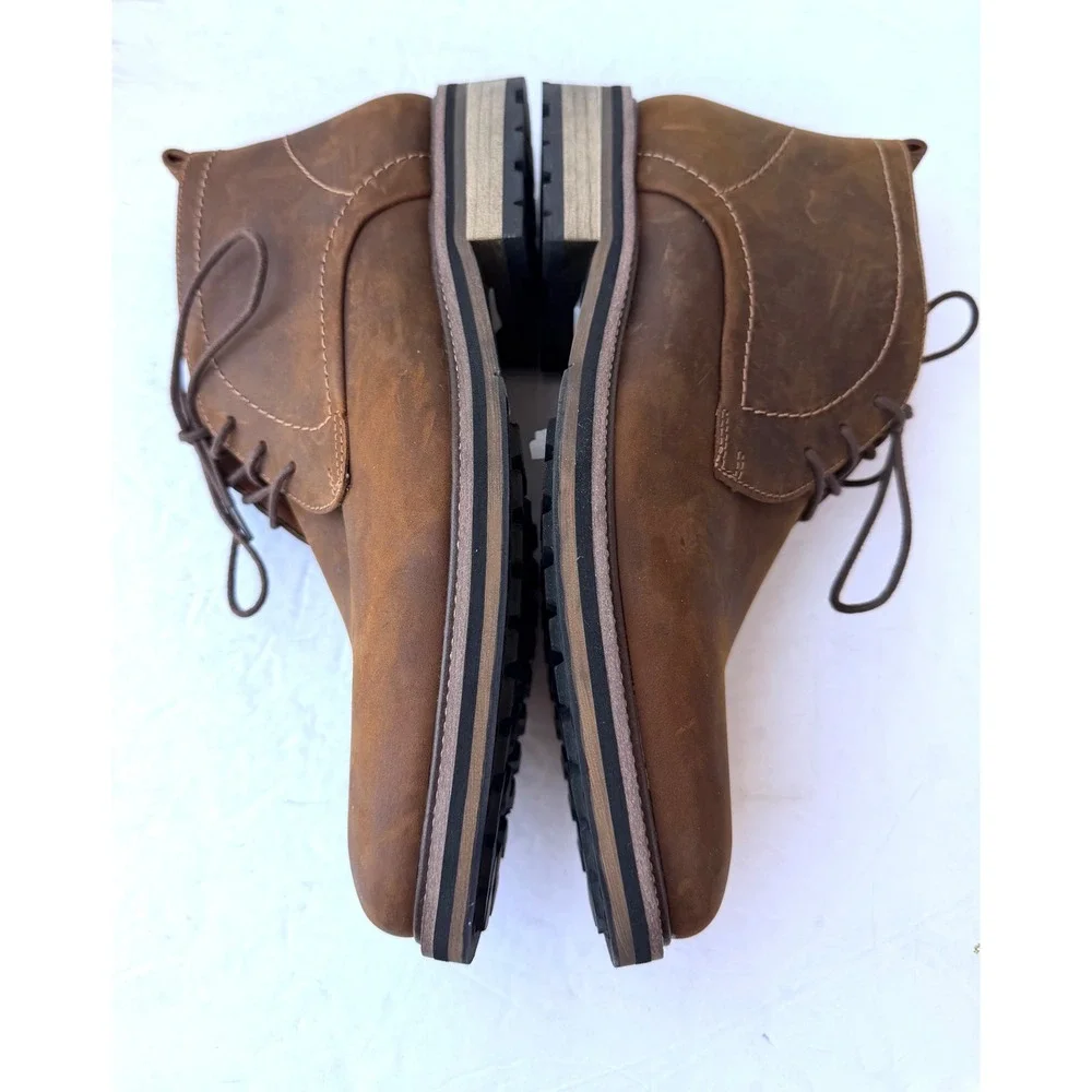 Steve Madden Brown Leather Lace Up New Tabriz Chukka‎ Mens 11 Ankle Boots